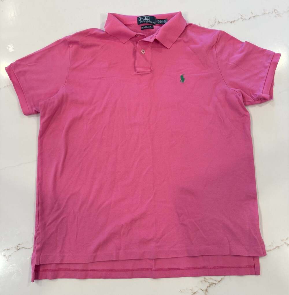 Polo by Ralph Lauren Men's Pink Pima Stretch Short Sleeve Polo Shirt, Size XL